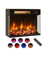 Slickblue 23 Inch 3-Sided Electric Fireplace 1500W Recessed Fireplace Insert-Black