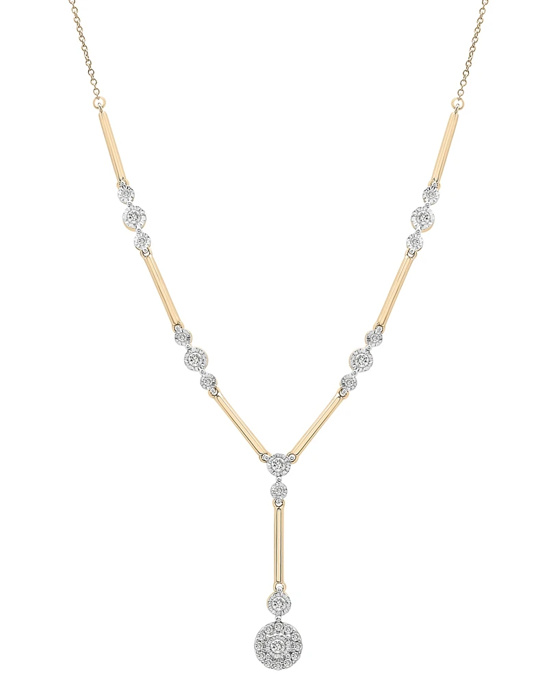 Diamond Station Lariat Necklace (1/2 ct. t.w.) in 14k Gold, 15" + 2" extender, Created for Macy's