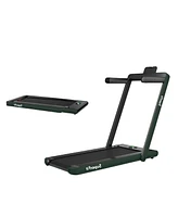 Slickblue 2.25HP 2 in 1 Folding Treadmill with App Speaker Remote Control-Green