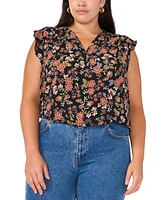 Vince Camuto Women's Plus Floral-Print V-Neck Top