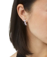 Eliot Danori Rhodium-Plated Cubic Zirconia J-Hoop Earrings, Created for Macy's