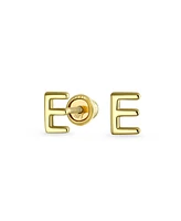 Bling Jewelry Abc Minimalist Yellow 14K Gold Capital Block Alphabet Letter Initial Stud Earrings Safety Ball Screw Back For Women