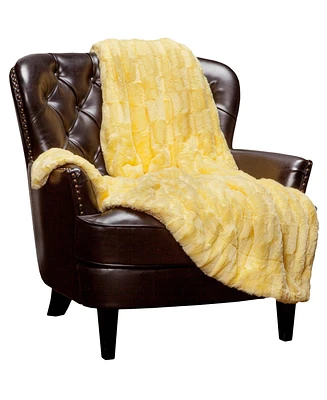 Chanasya Premium Embossed Faux Fur Throw Blanket - Super Soft, Lightweight Minky 60" x 70” White