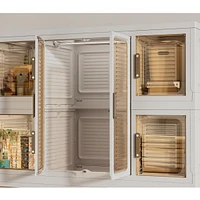 Portable Wardrobe Closet with 12 Magnetic Doors, 12 Cubes, 2 Hanging Rods, 16 Hangers