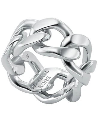 Michael Kors Platinum-Plated Brass Curb Unisex Chain Ring