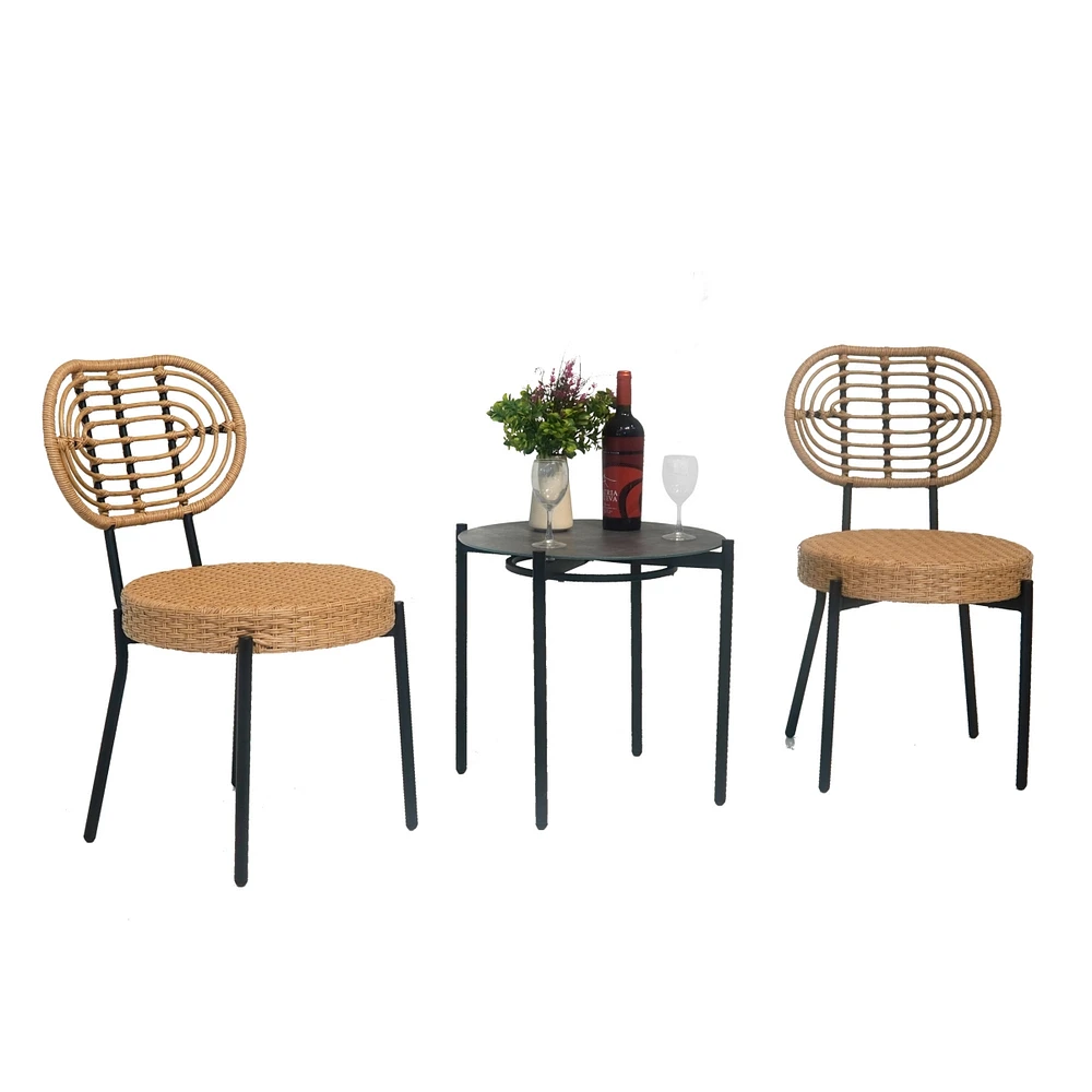 Simplie Fun 3-Piece Outdoor Wicker Bistro Set: Durable, Stylish, & Versatile