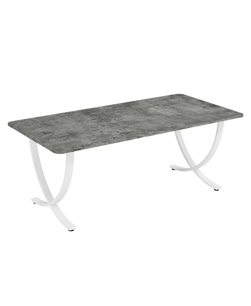 Tribesigns Rectangular Dining Table for 4, 63 Inches Modern Kitchen with Faux Marble Top and Metal Legs Room,