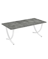 Tribesigns Rectangular Dining Table for 4, 63 Inches Modern Kitchen with Faux Marble Top and Metal Legs Room,