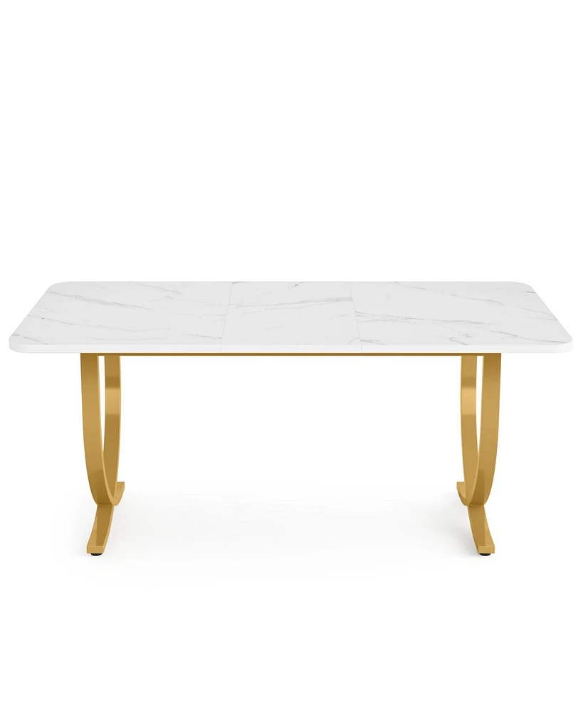 Tribesigns Rectangular Dining Table for 4, 63 Inches Modern Kitchen Table with Faux Marble Table Top and Metal Legs for Dining Room, Kitchen