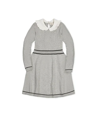 Hope & Henry Big Girls Organic Long Sleeve Cable Knit Peter Pan Collar Sweater Dress