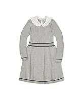 Hope & Henry Big Girls Organic Long Sleeve Cable Knit Peter Pan Collar Sweater Dress