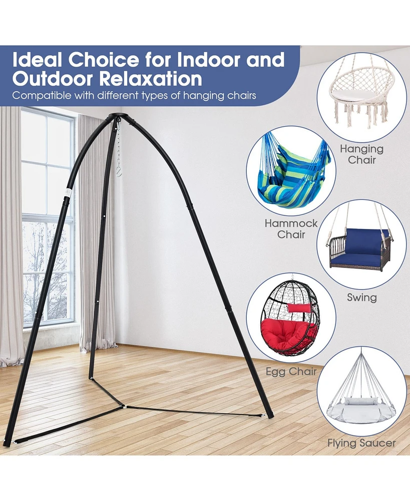 Slickblue Heavy Duty Metal Hanging Chair Stand with Hanging Chain-Black