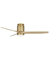 52" Windspun Modern Indoor Ceiling Fan 3 Blade Led Light Remote Control Soft Brass Finish Wood Blades Bedroom Living Room Kitchen Dining Office Hugger