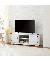 Versatile 64.8'' White Farmhouse Tv Stand with Cable Management and Adjustable Shelves
