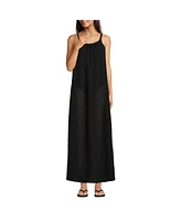 Lands' End Women's Cotton Gauze Scoop Neck Swim Cover-up Maxi Dress