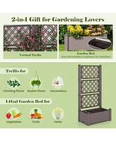 Slickblue Outdoor Planter Box Self-Watering Raised Garden Bed Trellis with Water Level Indicator