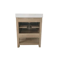 Merrick Lane Vigo Bathroom Vanity With Ceramic Sink, Carrara Marble Finish Countertop