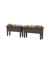 Slickblue 2 Pieces Raised Garden Beds Self-Watering Planter Box with Detachable Legs and Drainage Hole