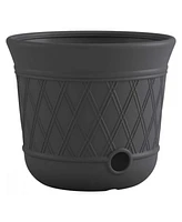 Suncast 14 x 12" Resin Decorative Hideaway Outdoor Garden Hose Storage Pot, Gray