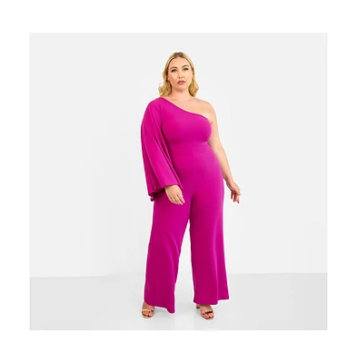 Rebdolls Plus Opal Extreme Single Sleeve Wide Leg Jumpsuit