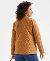 Style & Co Petite Quilted Stand-Collar Jacket, Created for Macy's