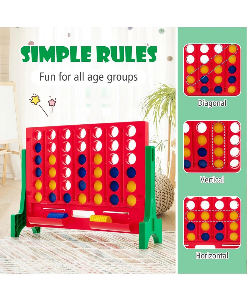 Slickblue Jumbo 4-to-Score Connect Game Set with Carrying Bag and 42 Coins