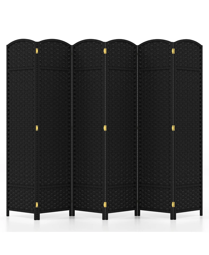 Slickblue 6-Panel Room Divider 5.6 Ft Tall Folding Privacy Screen with Hand-woven Texture