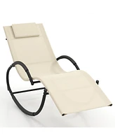 Slickblue Outdoor Rocking Lounge Chair with Removable Headrest