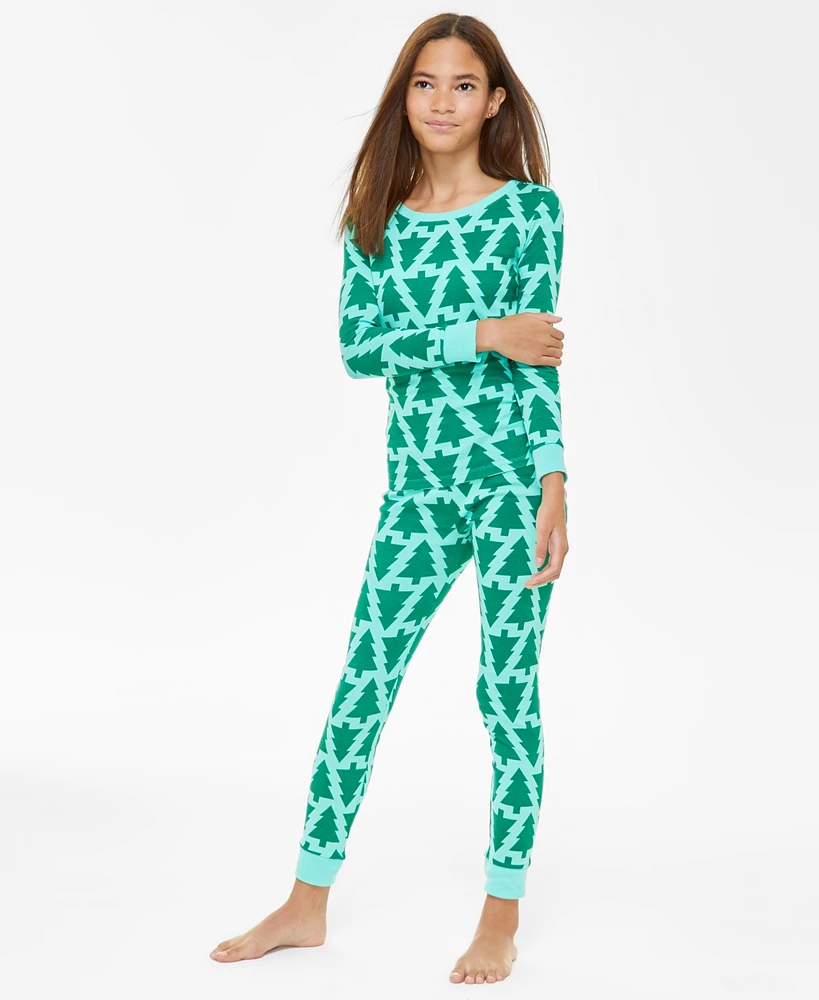 Family Pajamas Little & Big Kids Trees Cotton Snug-Fit Matching Christmas Set, Created for Macy's