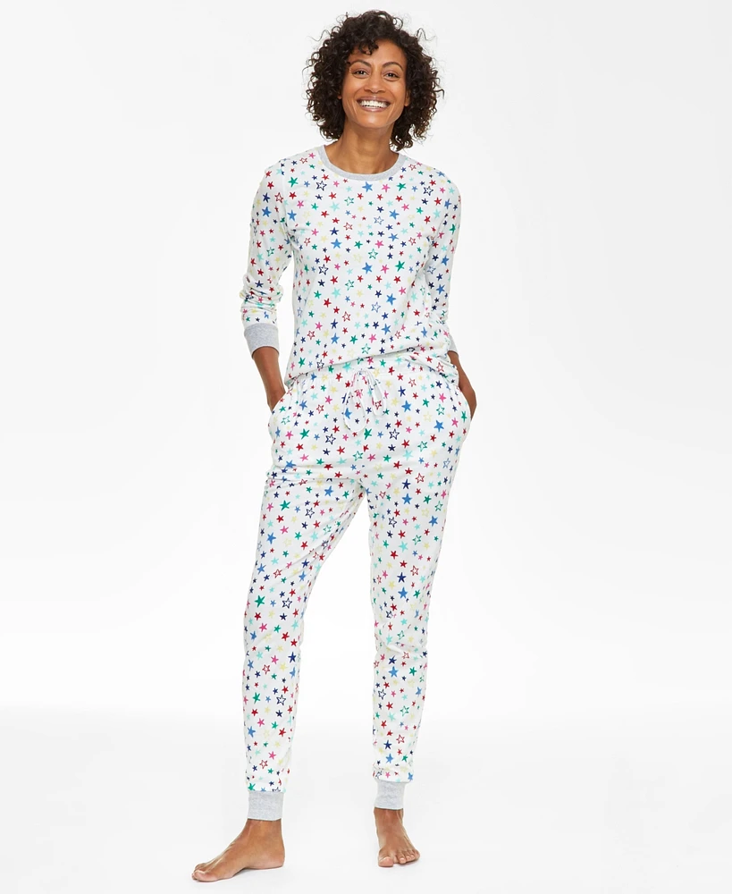 Family Pajamas Women's 2-Pc. Star Toss Cotton Matching Holiday Set, Created for Macy's