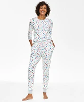 Family Pajamas Women's 2-Pc. Star Toss Cotton Holiday Pajamas, Created for Macy's