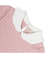 Hope & Henry Toddler Girls Organic Long Sleeve Cable Knit Peter Pan Collar Sweater Dress