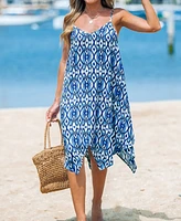 Cupshe Women's Azure Ikat Cover-Up Dress