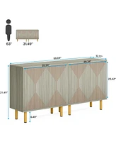 Tribesigns Sideboard Storage Cabinet, Wooden Buffet Floor Cabinet with Doors, Accent for Living Room, Hallw
