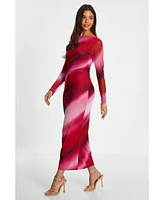 Quiz Women's Ombre Stripe Long Sleeve Maxi Dress