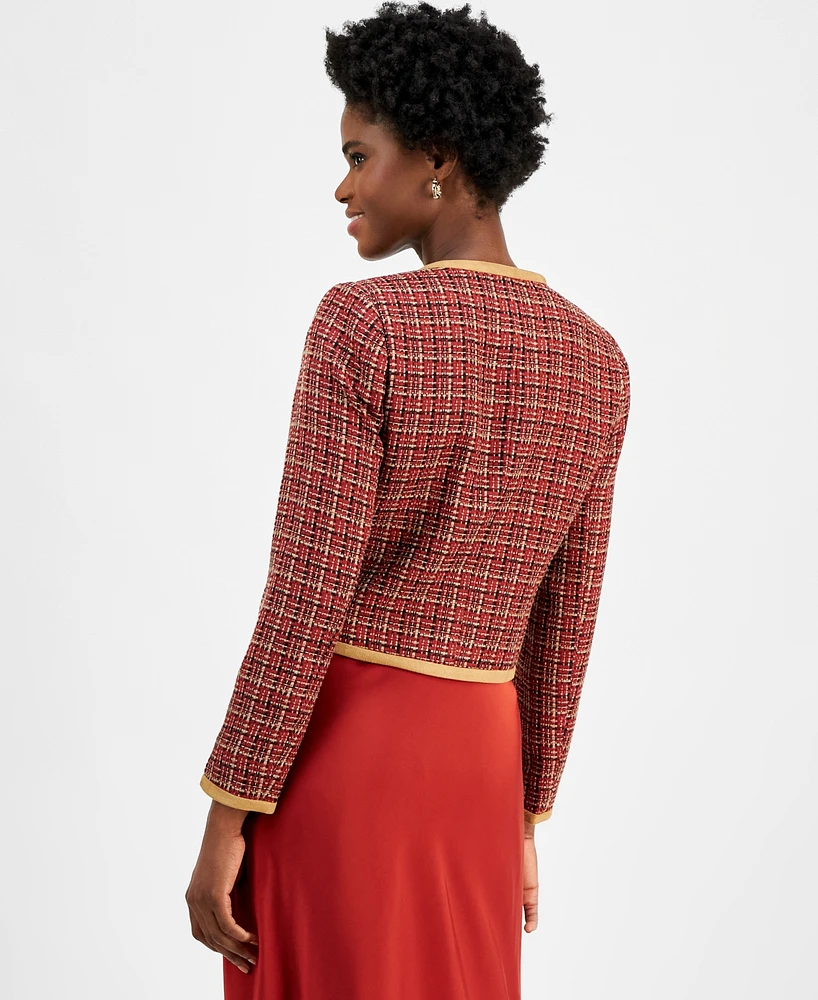 Tahari Asl Women's Tweed Collarless Jacket