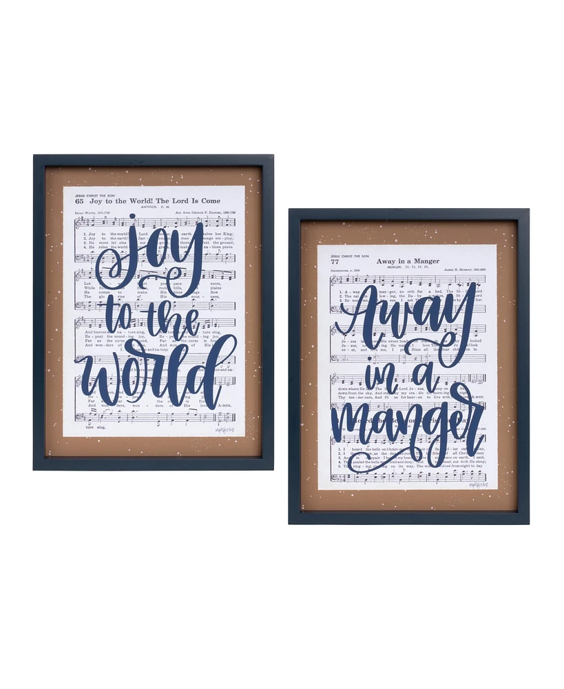 Slickblue Wood Framed Christmas Carol Sentiment Wall Sign (Set of 2)