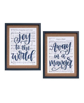 Slickblue Wood Framed Christmas Carol Sentiment Wall Sign (Set of 2)