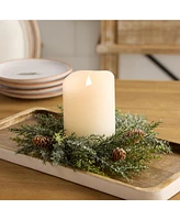 Slickblue Icy Pine Candle Ring (Set of 2) 10"D Plastic (Fits a 4" Candle)