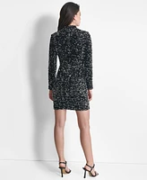 Dkny Women's Mock-Neck Sequin Stretch-Velvet Dress