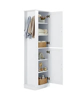 Streamdale Furniture Tall Bathroom Cabinet with Adjustable Shelf and Hook