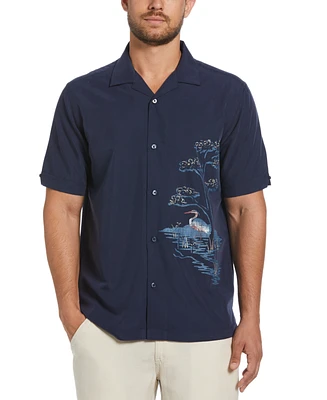 Cubavera Men's Short Sleeve Button-Front Scenic Print Camp Shirt