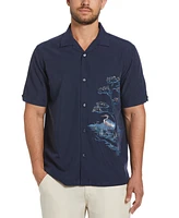 Cubavera Men's Short Sleeve Button-Front Scenic Print Camp Shirt