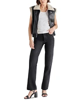 Steve Madden Women's Faux-Leather Fleece-Trim Aviator Vest