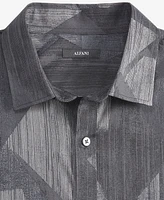 Alfani Men's Stretch Concrete Geometric Print Long-Sleeve Button-Down Shirt, Created for Macy's