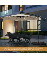 Slickblue 10 Feet Solar Offset Hanging Umbrella with 40 Lamp Beads and Panel