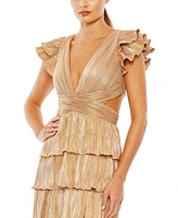 Women's Ieena Ruffle Tiered Criss Cross Lace Up Gown