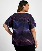 Anne Klein Plus Chain-Print Dolman-Sleeve Top