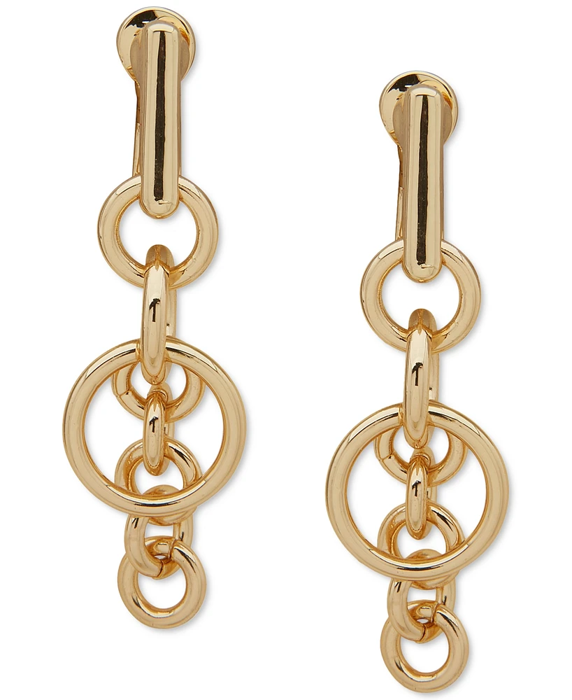 Anne Klein Gold-Tone Link Linear Clip On Earrings