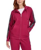 Calvin Klein Performance Women's Fleece Logo Stripe Full Zip Hoodie